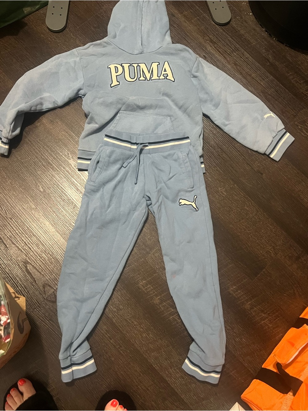Puma Kids Light Blue Hooded Sweatshirt & Jogger Set